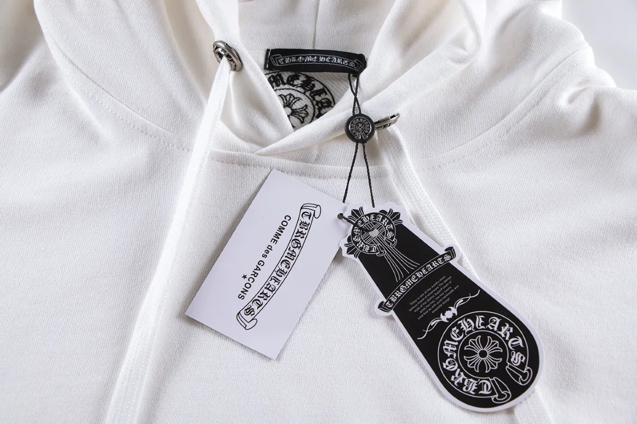 P270 Chrome Hearts Chrome Hearts Slogan Logo Hooded Sweatshirt Size: S M L XL Color: Black, White